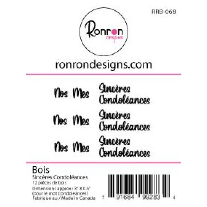 RONRON DESIGNS RONRON DESIGNS SINCÈRES CONDOLÉANCES 2 WOOD PIECES