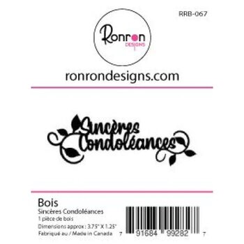 RONRON DESIGNS RONRON DESIGNS SINCÈRES CONDOLÉANCES WOOD PIECE