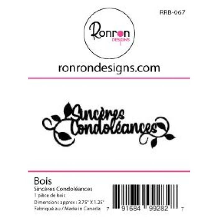 RONRON DESIGNS RONRON DESIGNS SINCÈRES CONDOLÉANCES WOOD PIECE