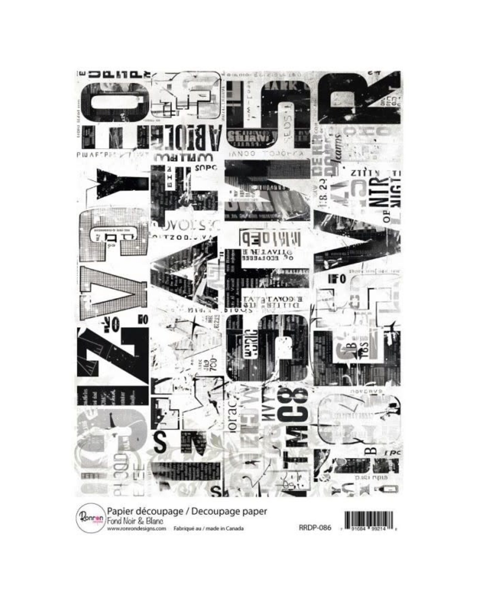 RONRON DESIGNS RONRON DESIGNS FOND NOIR & BLANC RICE PAPER