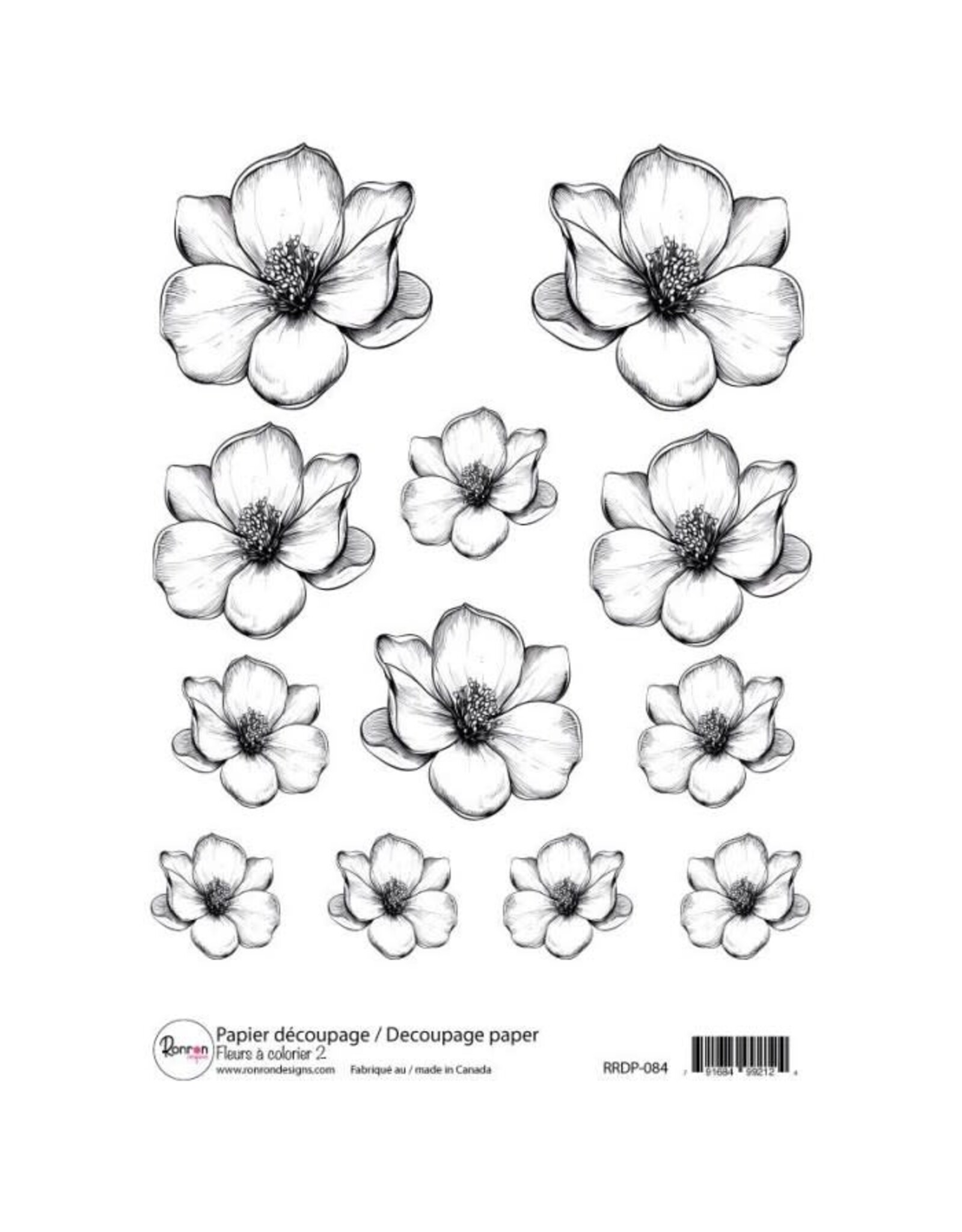 RONRON DESIGNS RONRON DESIGNS FLEURS À COLORIER 2 RICE PAPER