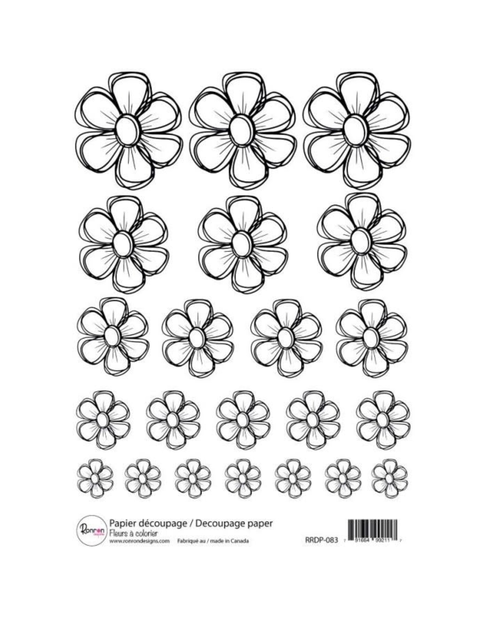 RONRON DESIGNS RONRON DESIGNS FLEURS À COLORIER RICE PAPER