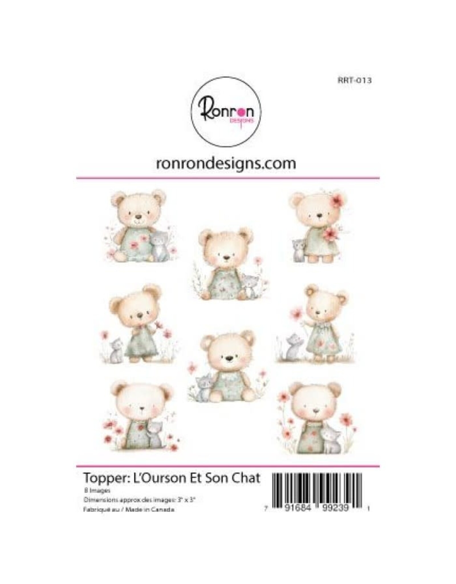 RONRON DESIGNS RONRON DESIGNS L'OURSON ET SON CHAT TOPPERS