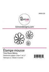 RONRON DESIGNS RONRON DESIGNS TRIO FLEURS RÉTROS FOAM STAMP SET