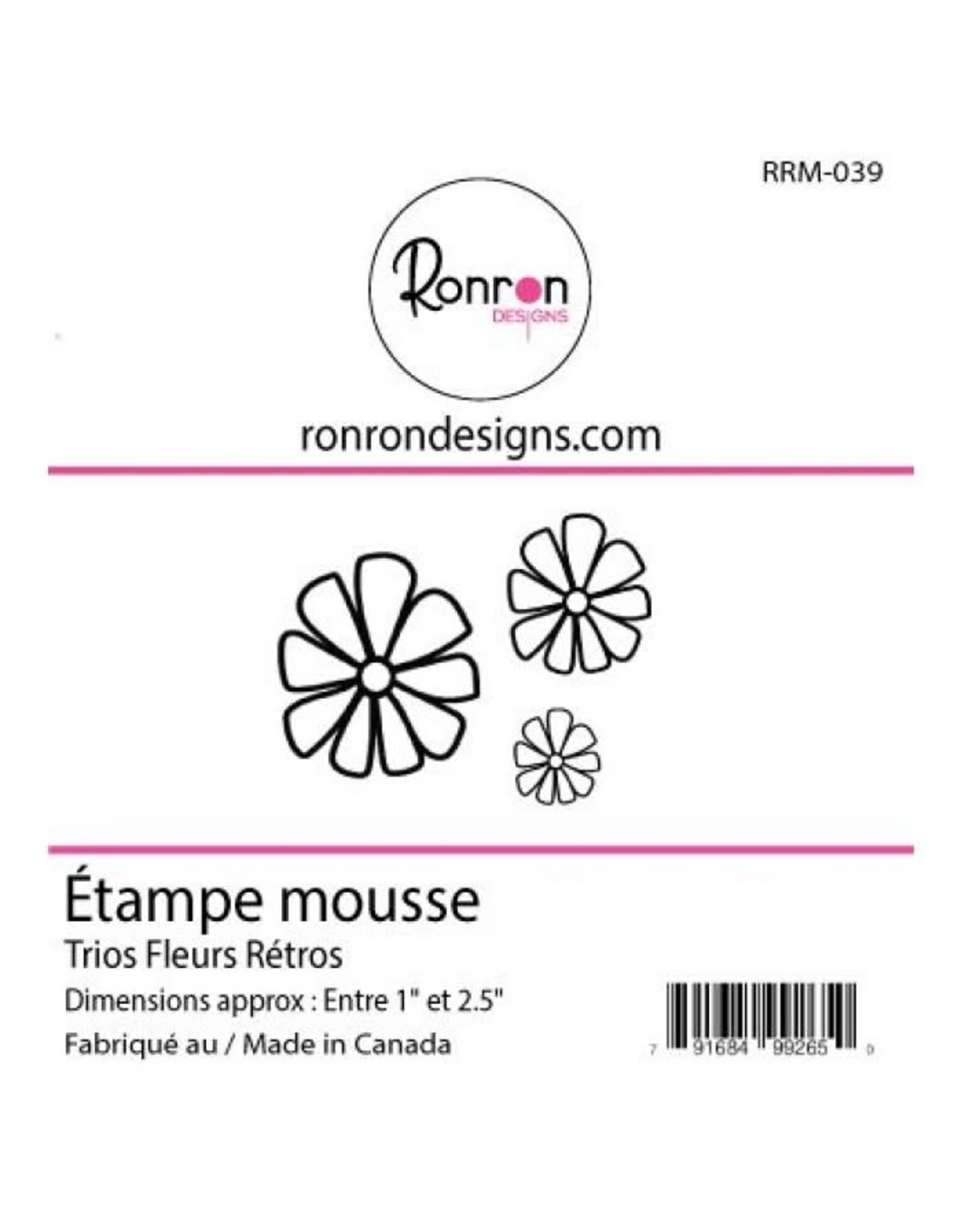 RONRON DESIGNS RONRON DESIGNS TRIO FLEURS RÉTROS FOAM STAMP SET