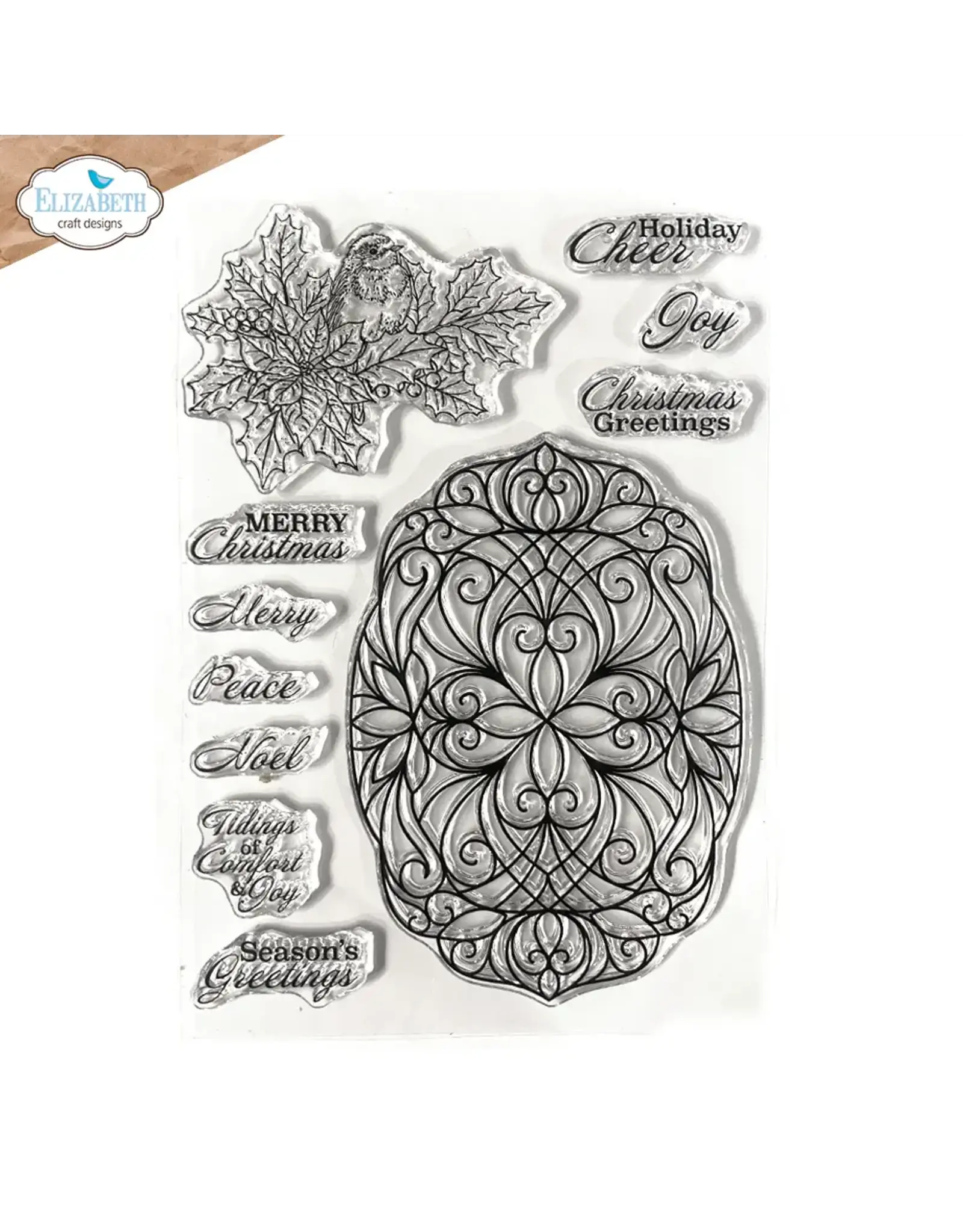 ELIZABETH CRAFT DESIGNS ELIZABETH CRAFT DESIGNS FESTIVE HOLLY SENTIMENTS CLEAR STAMP SET