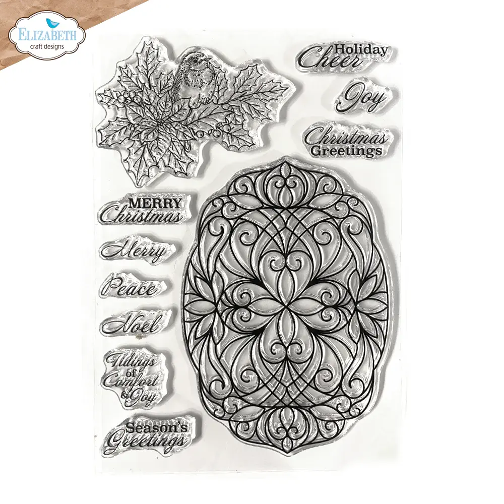 ELIZABETH CRAFT DESIGNS ELIZABETH CRAFT DESIGNS FESTIVE HOLLY SENTIMENTS CLEAR STAMP SET
