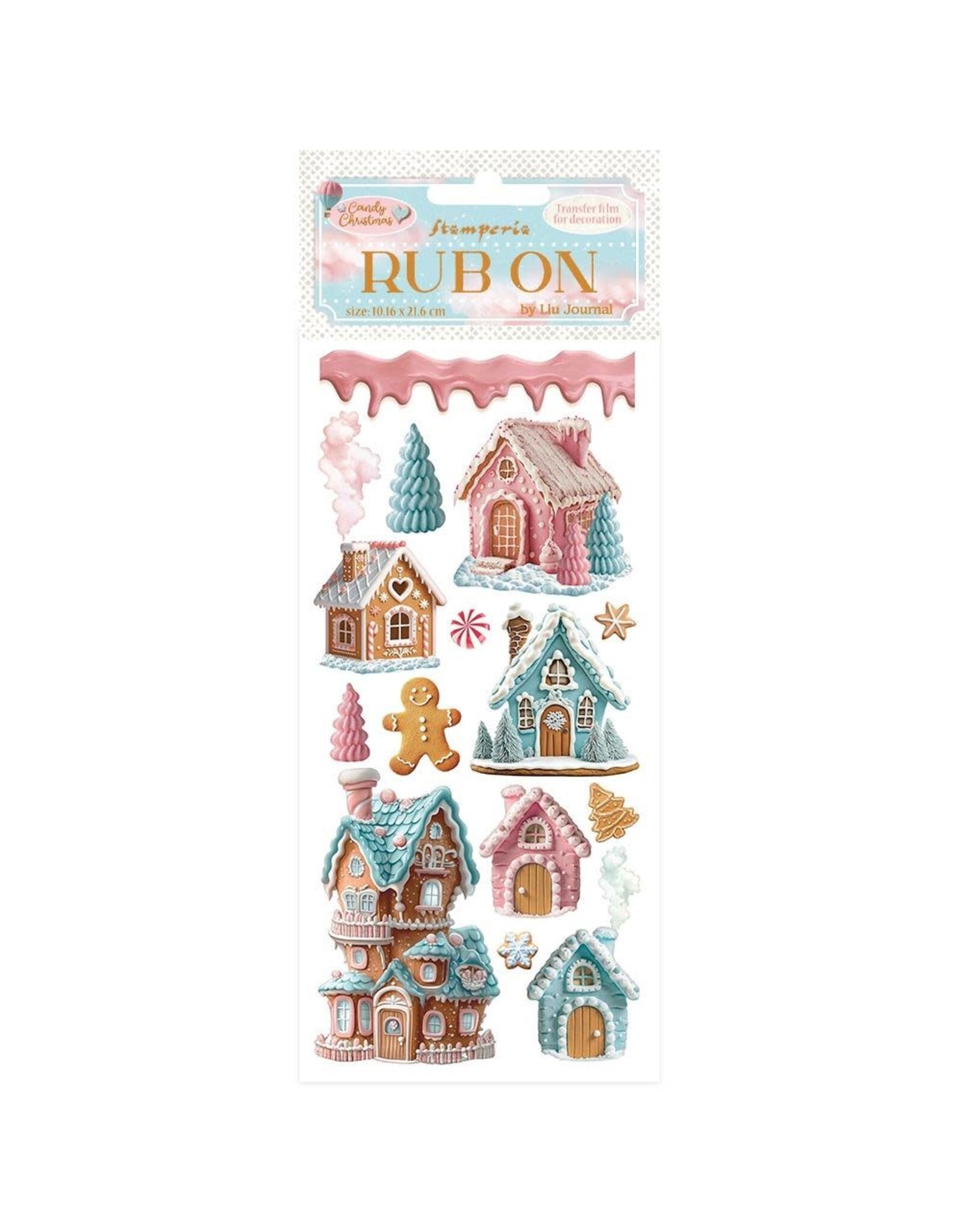 STAMPERIA STAMPERIA CANDY CHRISTMAS MARZIPAN HOUSES RUB-ON