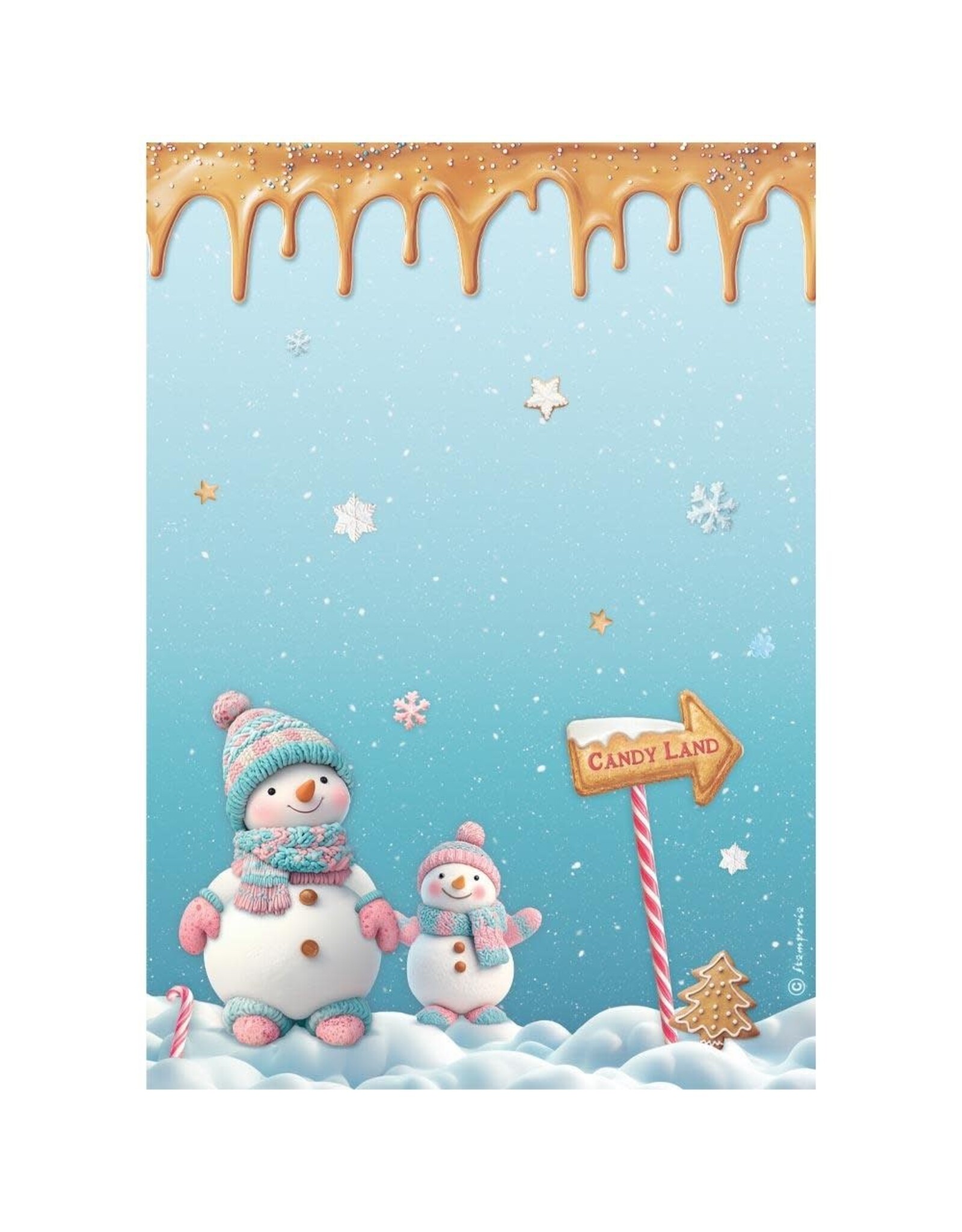 STAMPERIA STAMPERIA CANDY CHRISTMAS ASSORTED A4 RICE PAPER 6/PK