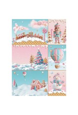 STAMPERIA STAMPERIA CANDY CHRISTMAS ASSORTED A4 RICE PAPER 6/PK