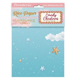 STAMPERIA STAMPERIA CANDY CHRISTMAS ASSORTED A6 RICE PAPER DECOUPAGE BACKGROUNDS 10.5X14.8CM 8/PK