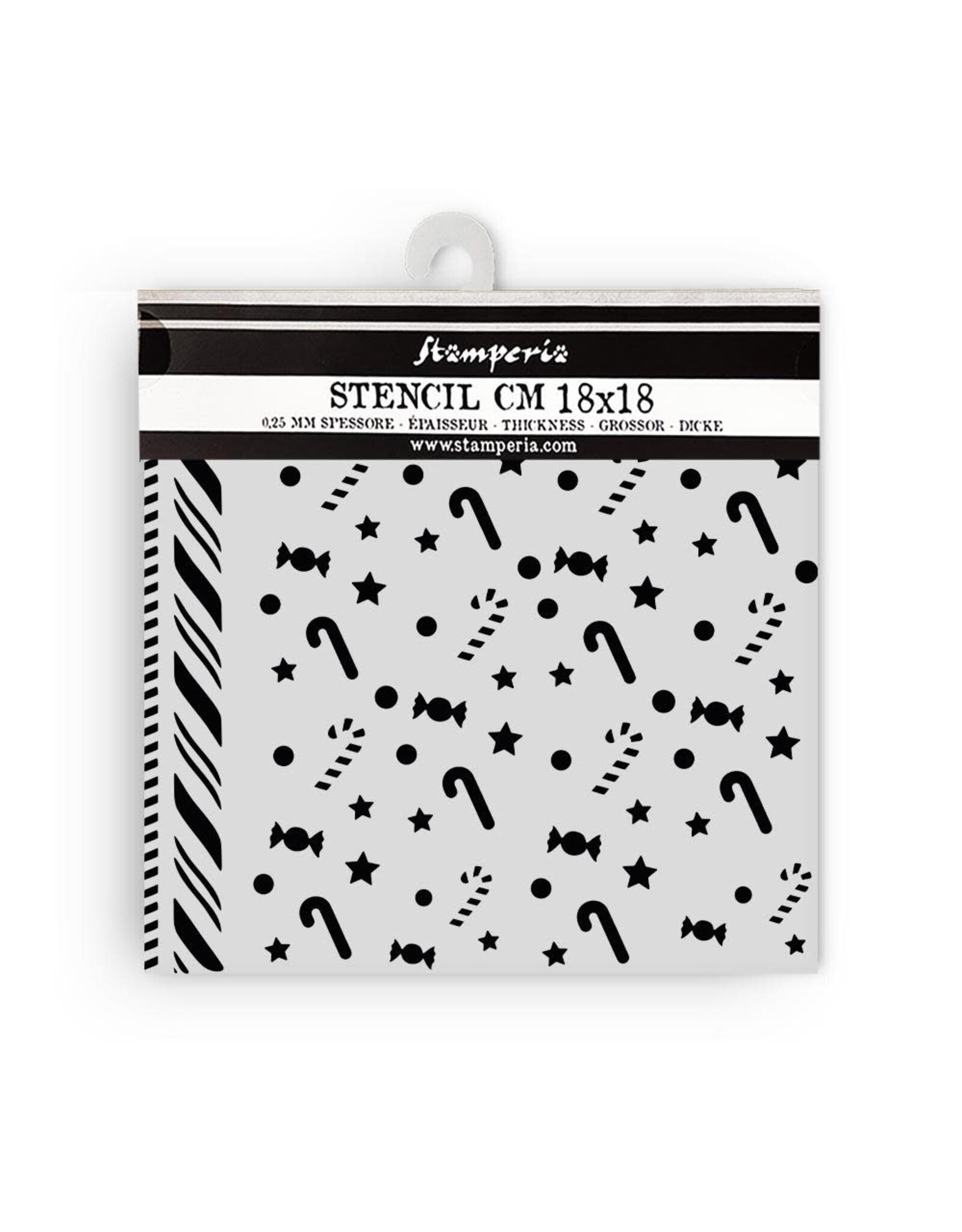 STAMPERIA STAMPERIA CANDY CHRISTMAS CANDY CANES PATTERN 18x18cm STENCIL