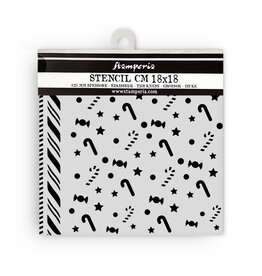 STAMPERIA STAMPERIA CANDY CHRISTMAS CANDY CANES PATTERN 18x18cm STENCIL