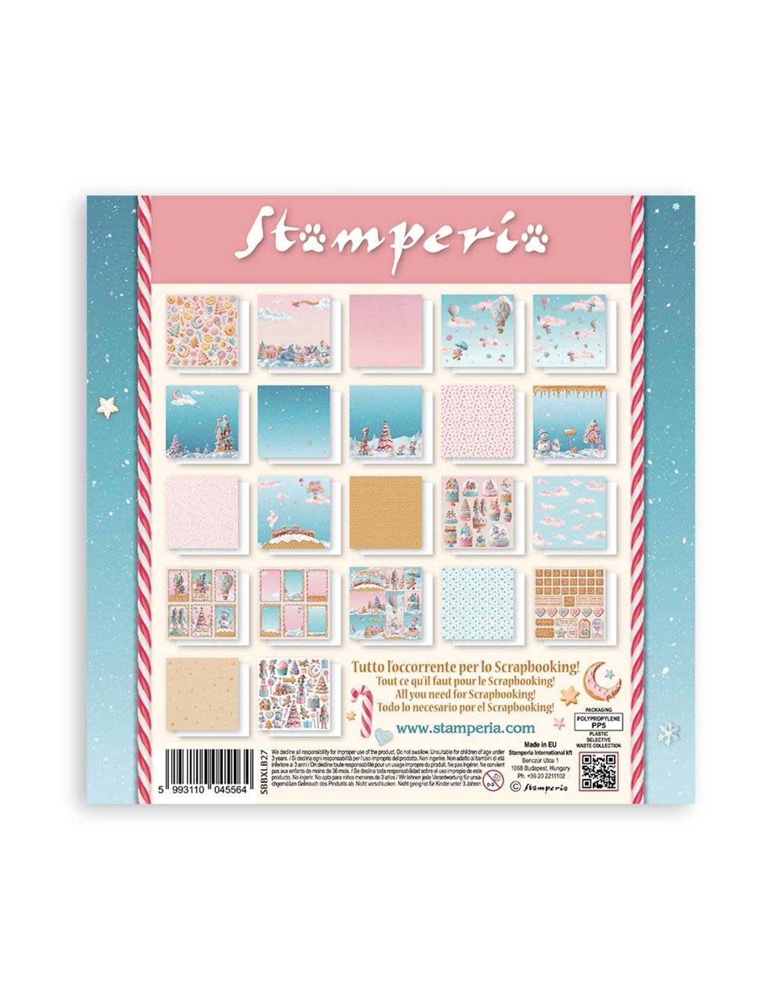 STAMPERIA STAMPERIA CANDY CHRISTMAS MAXI PAD 12x12 PAPER PACK 22 SHEETS