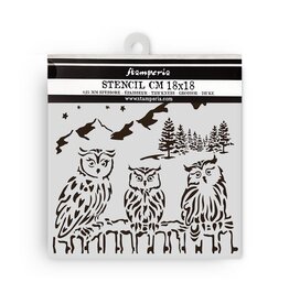 STAMPERIA STAMPERIA THE OWL'S HOUSE OWLS 18x18cm STENCIL