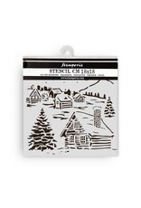 STAMPERIA STAMPERIA THE OWL'S HOUSE COTTAGE 18x18cm STENCIL