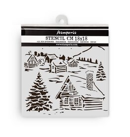 STAMPERIA STAMPERIA THE OWL'S HOUSE COTTAGE 18x18cm STENCIL