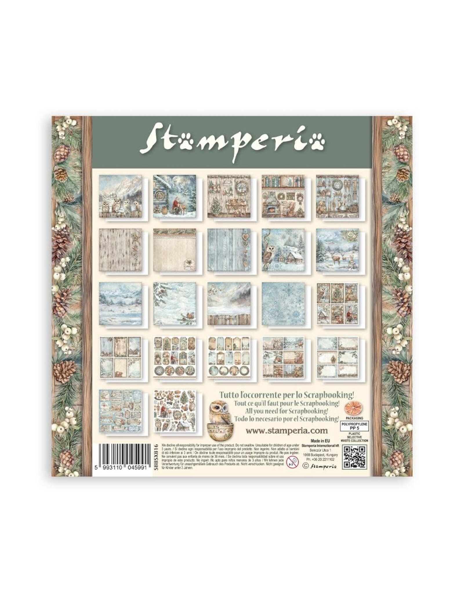 STAMPERIA STAMPERIA THE OWL'S HOUSE MAXI PAD 8x8 PAPER PACK 22 SINGLE FACED SHEETS