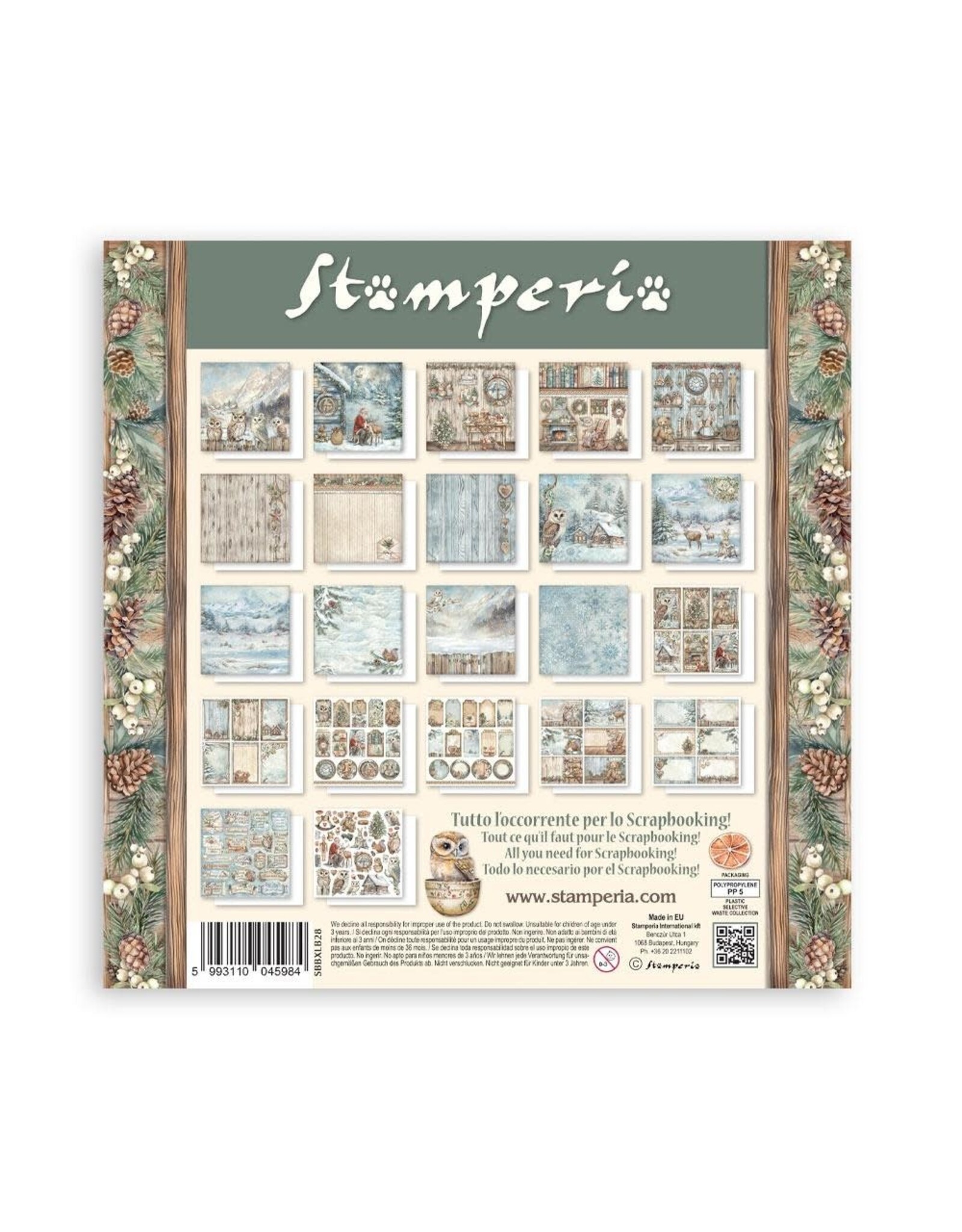 STAMPERIA STAMPERIA THE OWL'S HOUSE MAXI PAD 12x12 PAPER PACK 22 SHEETS