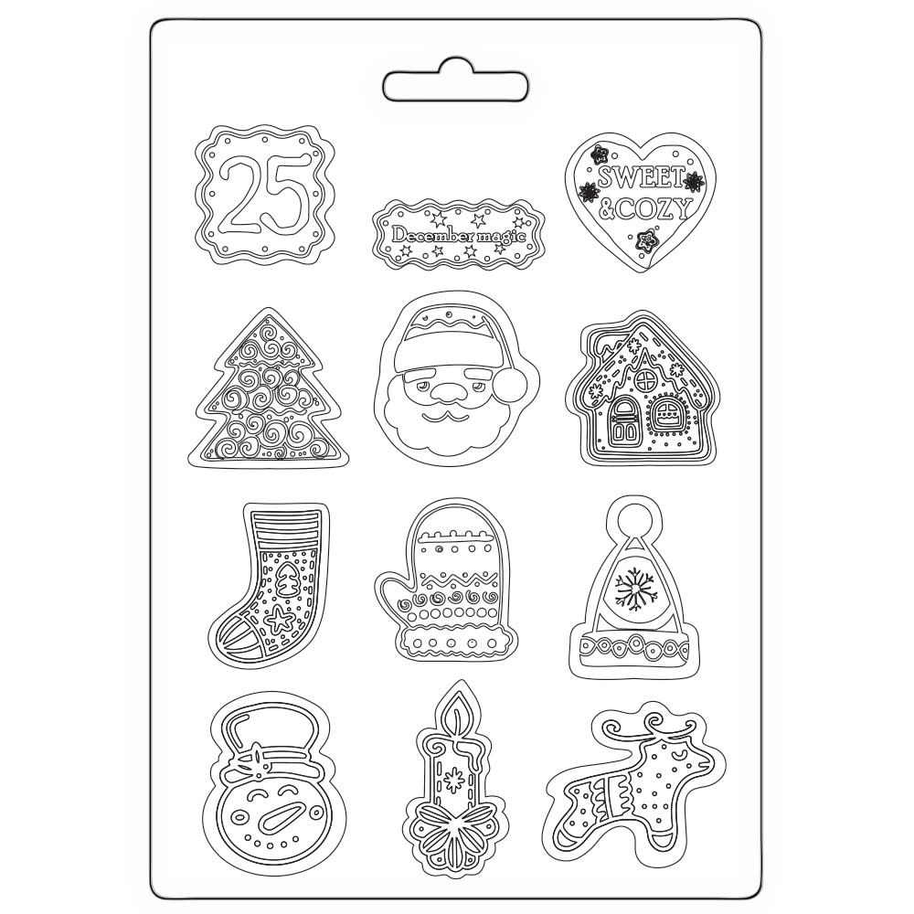 STAMPERIA STAMPERIA CANDY CHRISTMAS ELEMENTS A5 SOFT MAXI MOULD