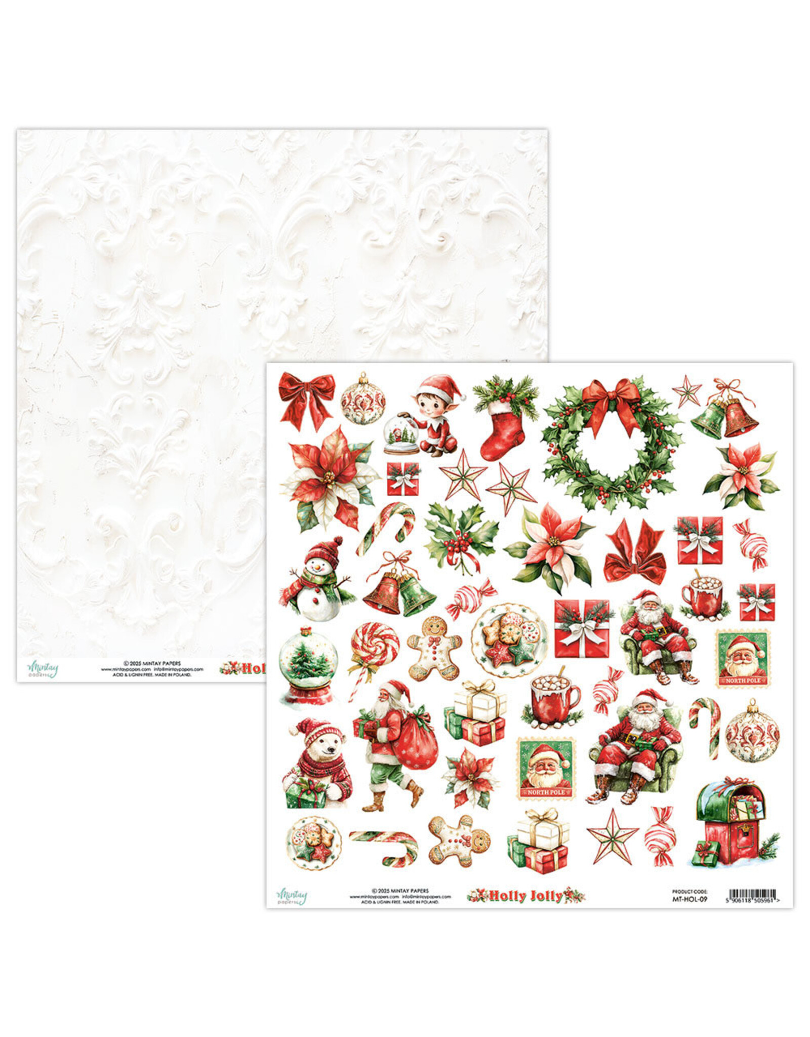 MINTAY MINTAY HOLLY JOLLY #09 ELEMENTS CARDSTOCK 12x12