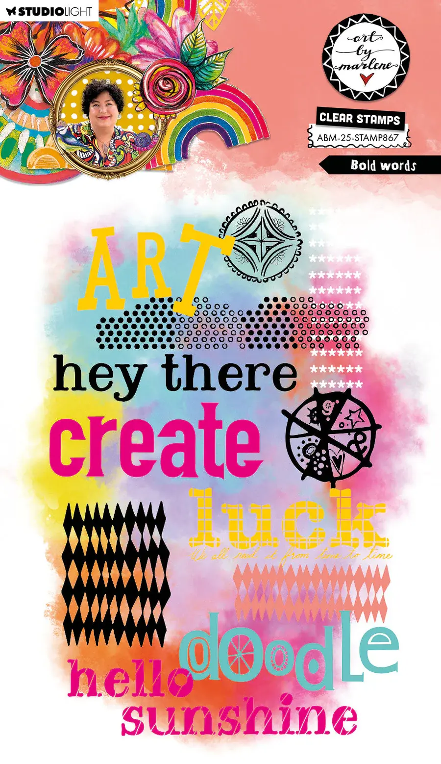 STUDIOLIGHT STUDIOLIGHT ART BY MARLENE BOLD WORDS CLEAR STAMP SET