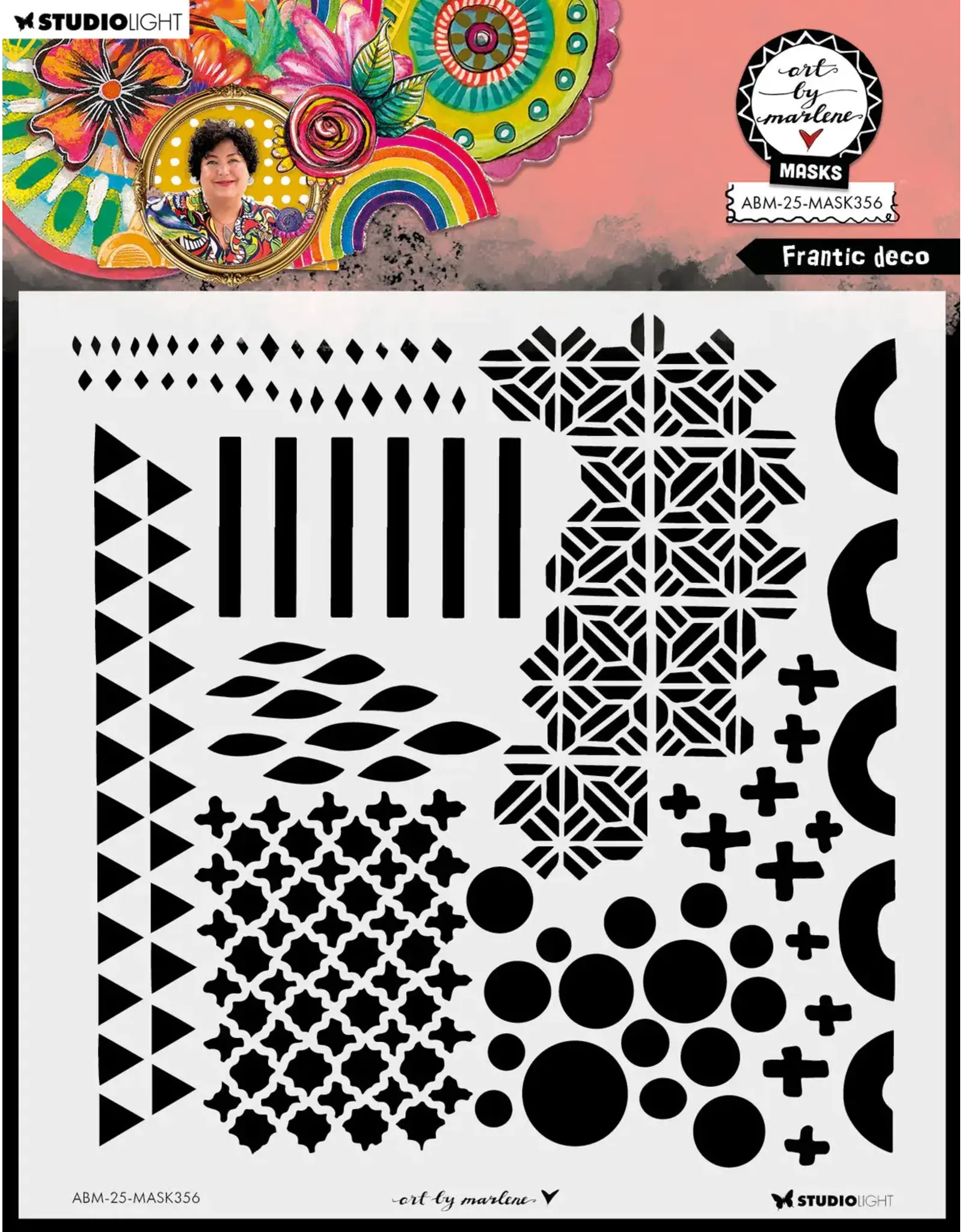 STUDIOLIGHT STUDIOLIGHT ART BY MARLENE FRANTIC DECO 8x8 MASKS STENCIL