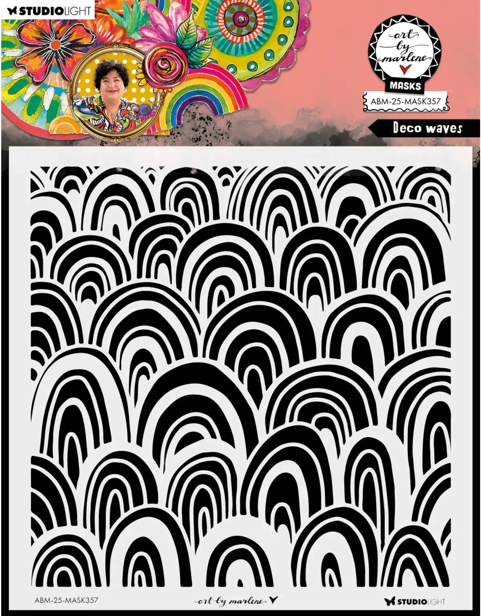 STUDIOLIGHT STUDIOLIGHT ART BY MARLENE DECO WAVES 8x8 MASKS STENCIL