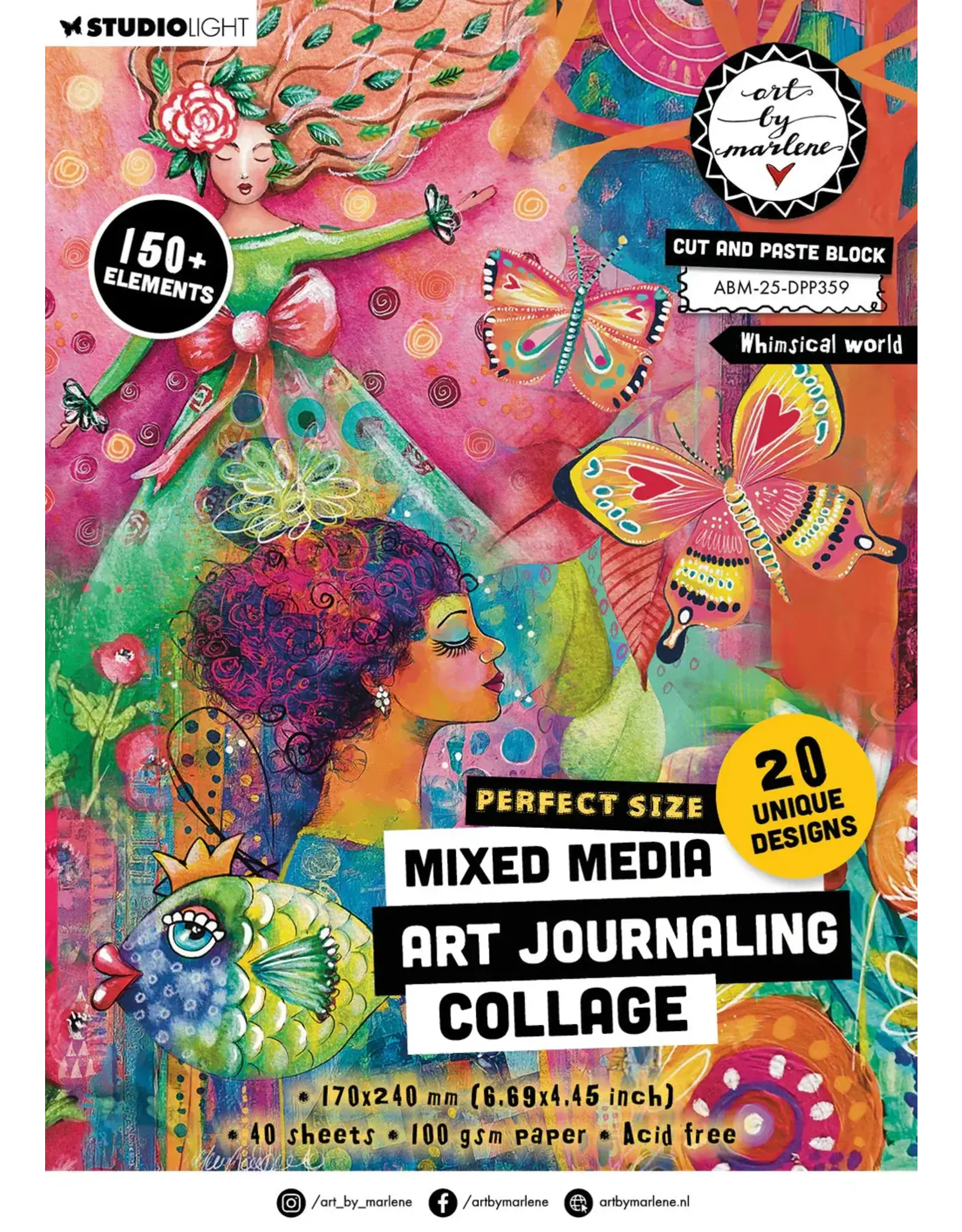 STUDIOLIGHT STUDIOLIGHT ART BY MARLENE CUT AND PASTE BOOK WHIMSICAL WORLD COLLAGE PAPER PAD