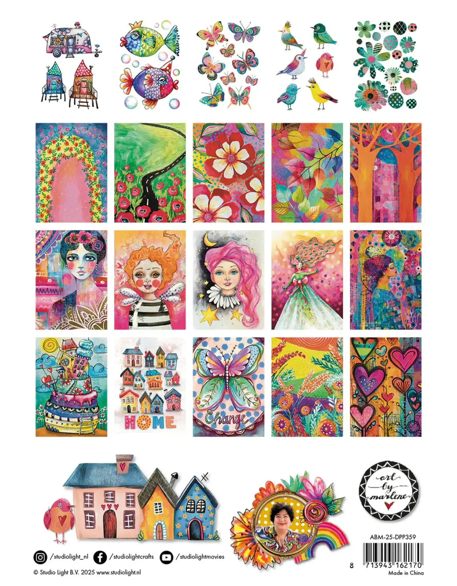 STUDIOLIGHT STUDIOLIGHT ART BY MARLENE CUT AND PASTE BOOK WHIMSICAL WORLD COLLAGE PAPER PAD