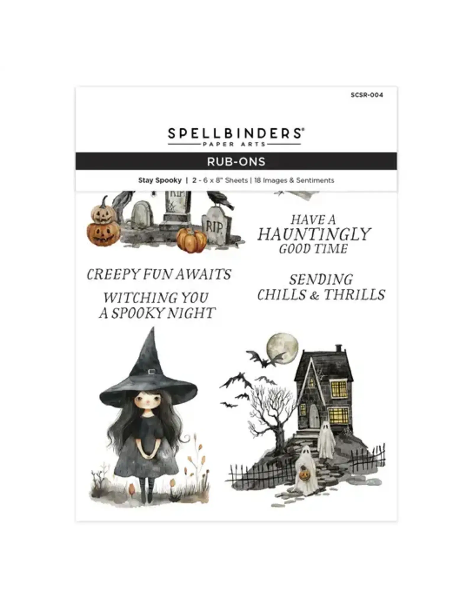 SPELLBINDERS SPELLBINDERS SIMPLY MADE COLLECTION STAY SPOOKY RUB-ON TRANSFERS