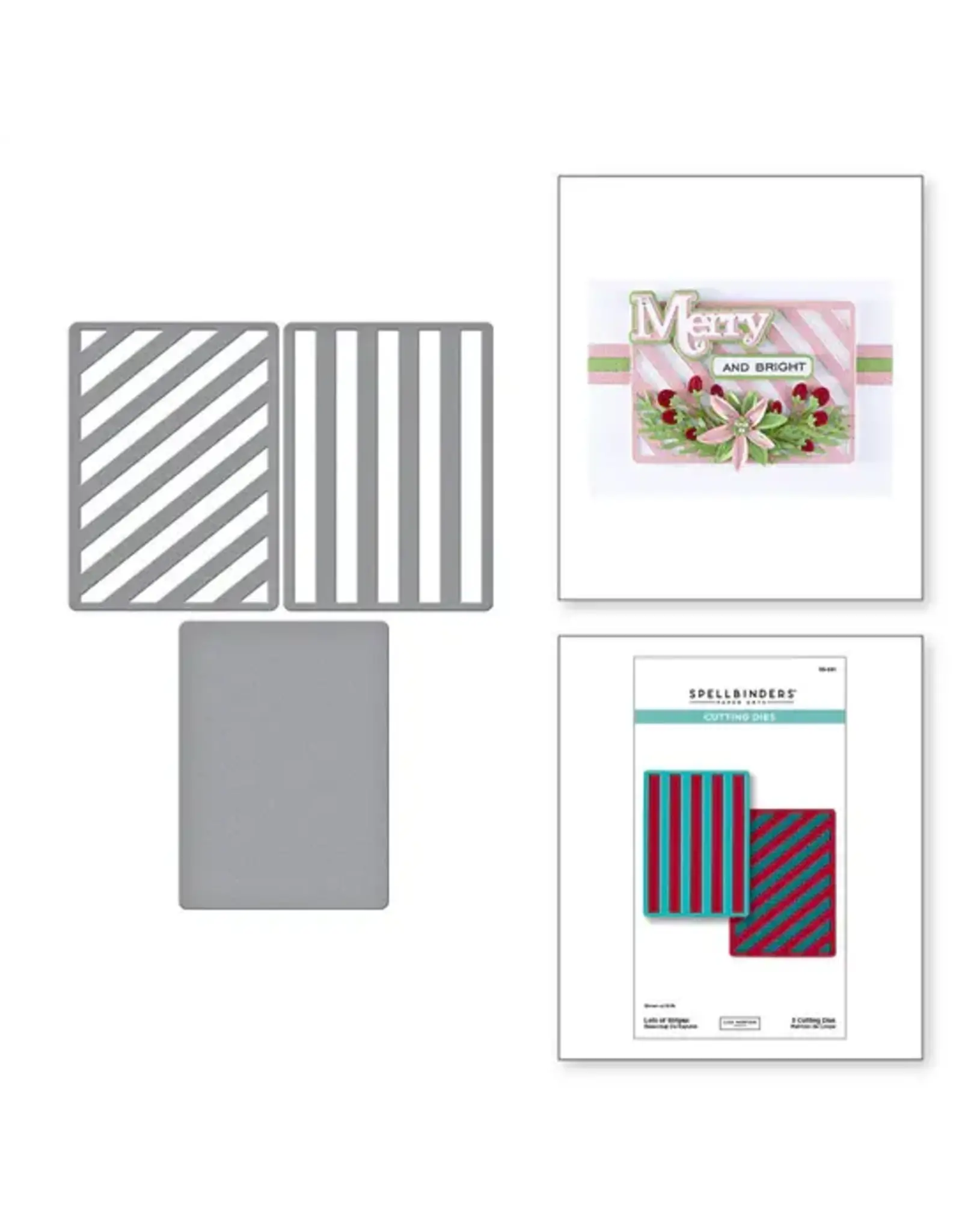 SPELLBINDERS SPELLBINDERS LISA HORTON ALL ABOUT CHRISTMAS COLLECTION LOTS OF STRIPES ETCHED DIE SET
