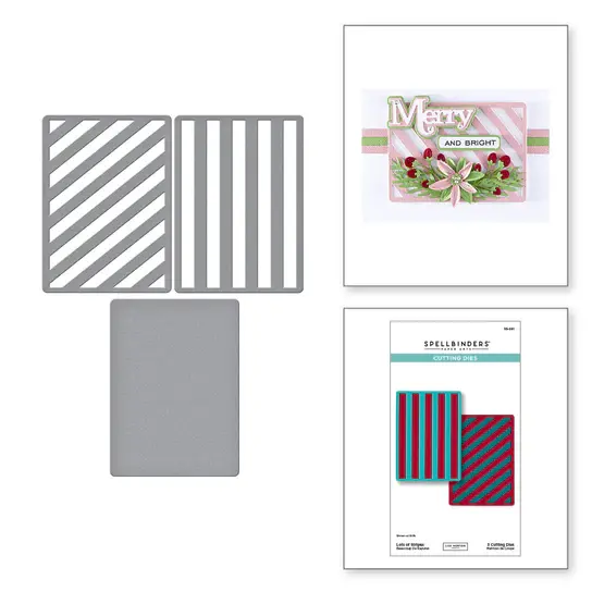 SPELLBINDERS SPELLBINDERS LISA HORTON ALL ABOUT CHRISTMAS COLLECTION LOTS OF STRIPES ETCHED DIE SET