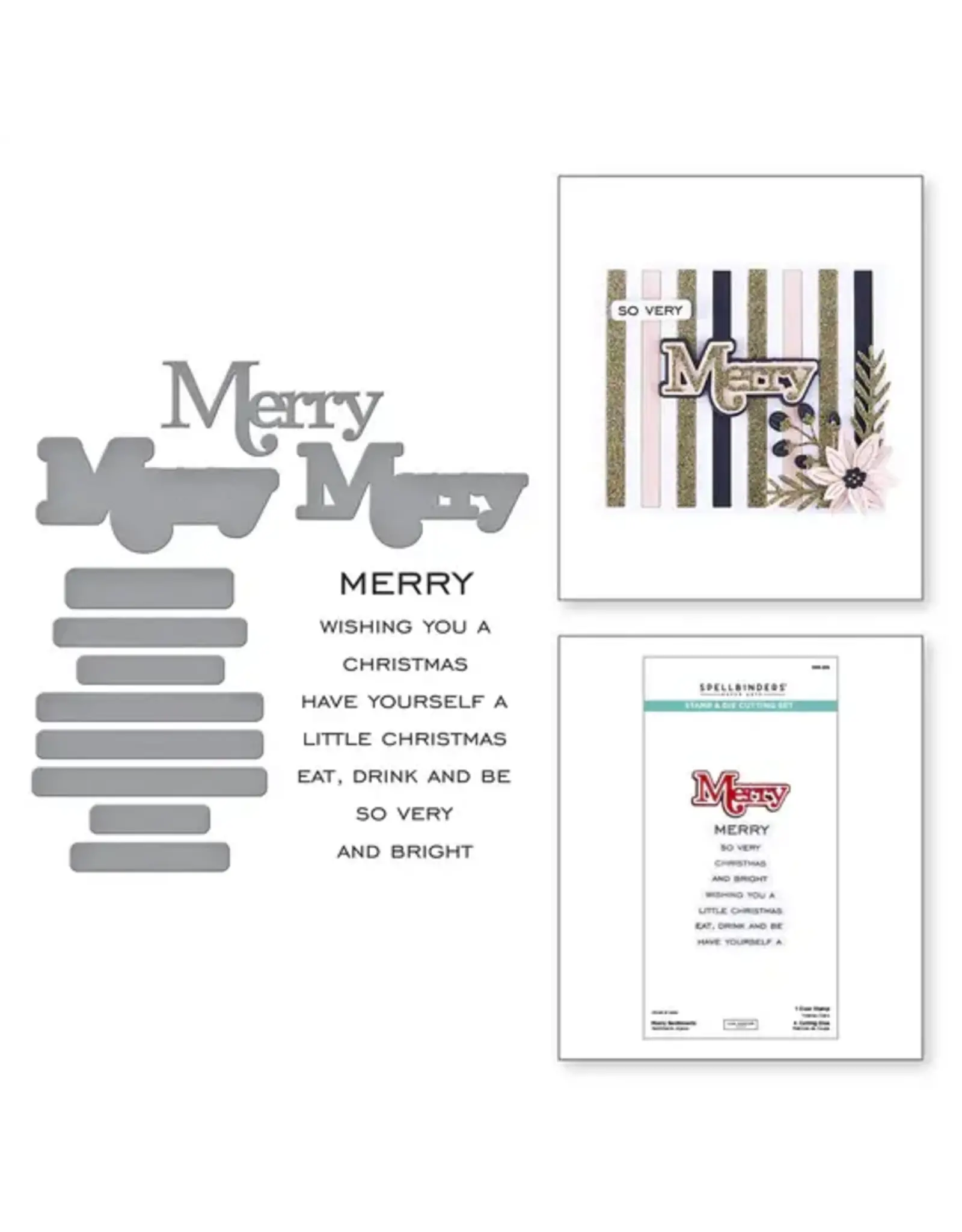 SPELLBINDERS SPELLBINDERS LISA HORTON ALL ABOUT CHRISTMAS COLLECTION MERRY SENTIMENTS CLEAR STAMP & DIE SET