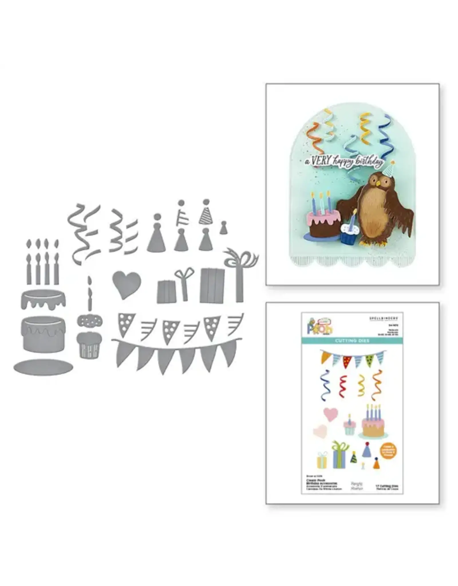 SPELLBINDERS SPELLBINDERS SIMPLE STORIES SAY CHEESE CLASSIC POOH COLLECTION CLASSIC POOH BIRTHDAY ACCESSORIES ETCHED DIE SET