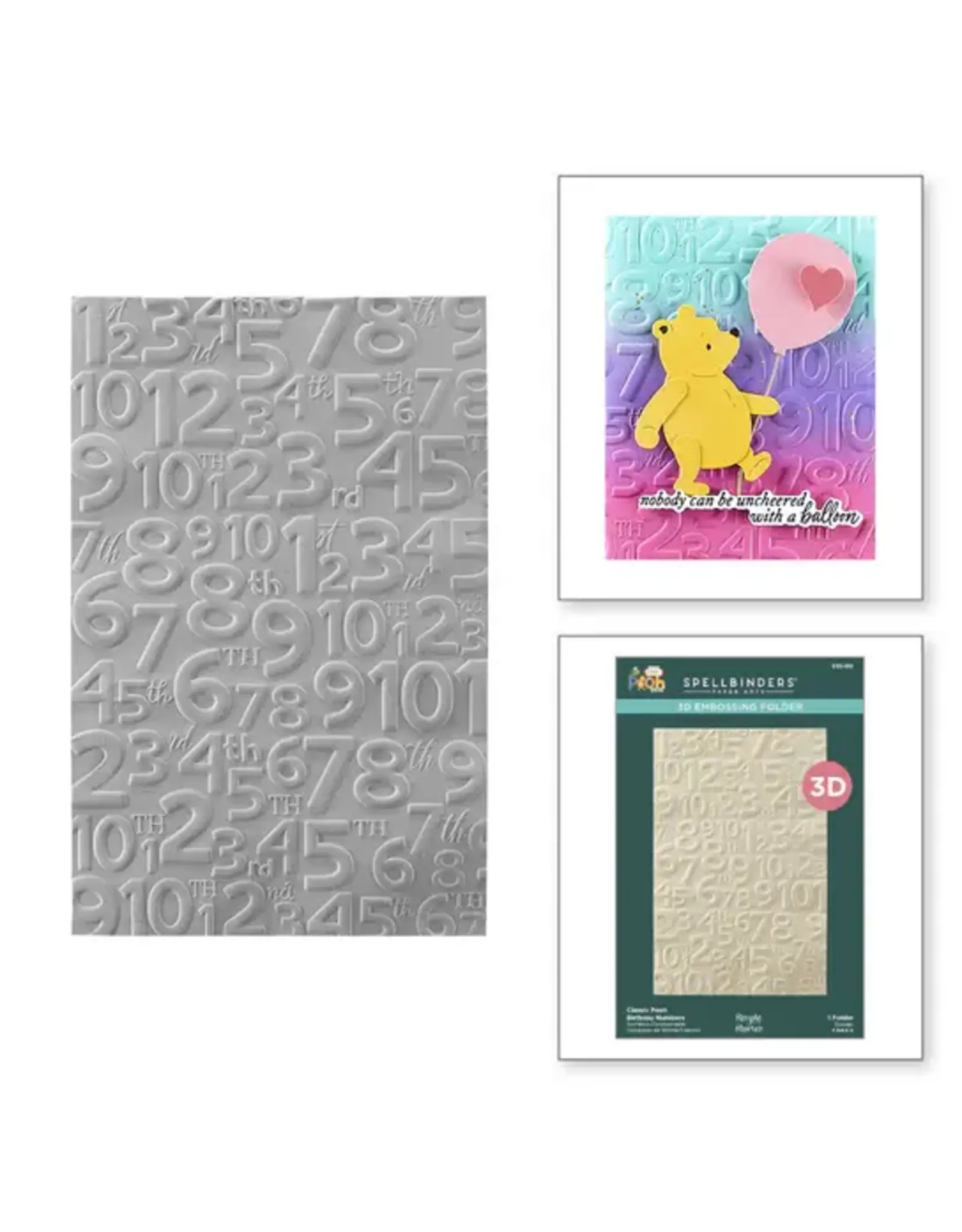 SPELLBINDERS SPELLBINDERS SIMPLE STORIES SAY CHEESE CLASSIC POOH COLLECTION CLASSIC POOH BIRTHDAY NUMBERS 3D EMBOSSING FOLDER