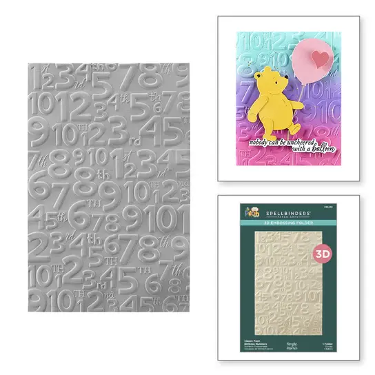 SPELLBINDERS SPELLBINDERS SIMPLE STORIES SAY CHEESE CLASSIC POOH COLLECTION CLASSIC POOH BIRTHDAY NUMBERS 3D EMBOSSING FOLDER