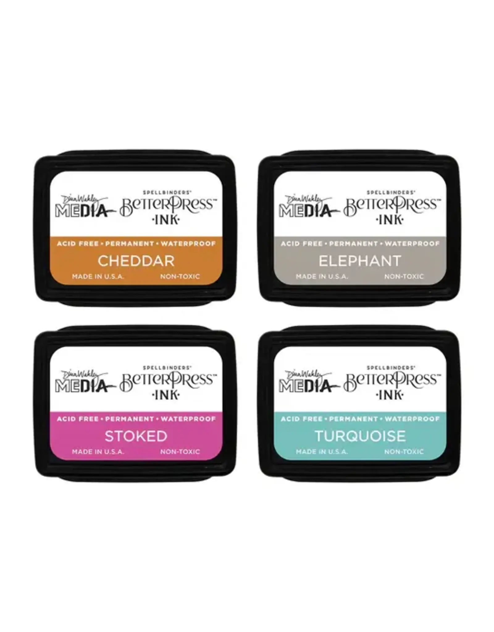 SPELLBINDERS SPELLBINDERS BETTERPRESS DINA WAKLEY DINA'S FAVES INK MINI SET 4/PK