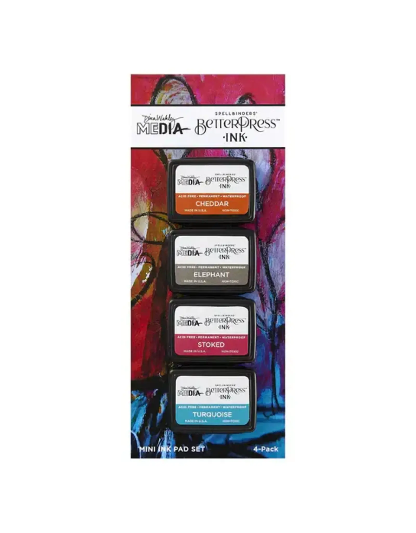 SPELLBINDERS SPELLBINDERS BETTERPRESS DINA WAKLEY DINA'S FAVES INK MINI SET 4/PK