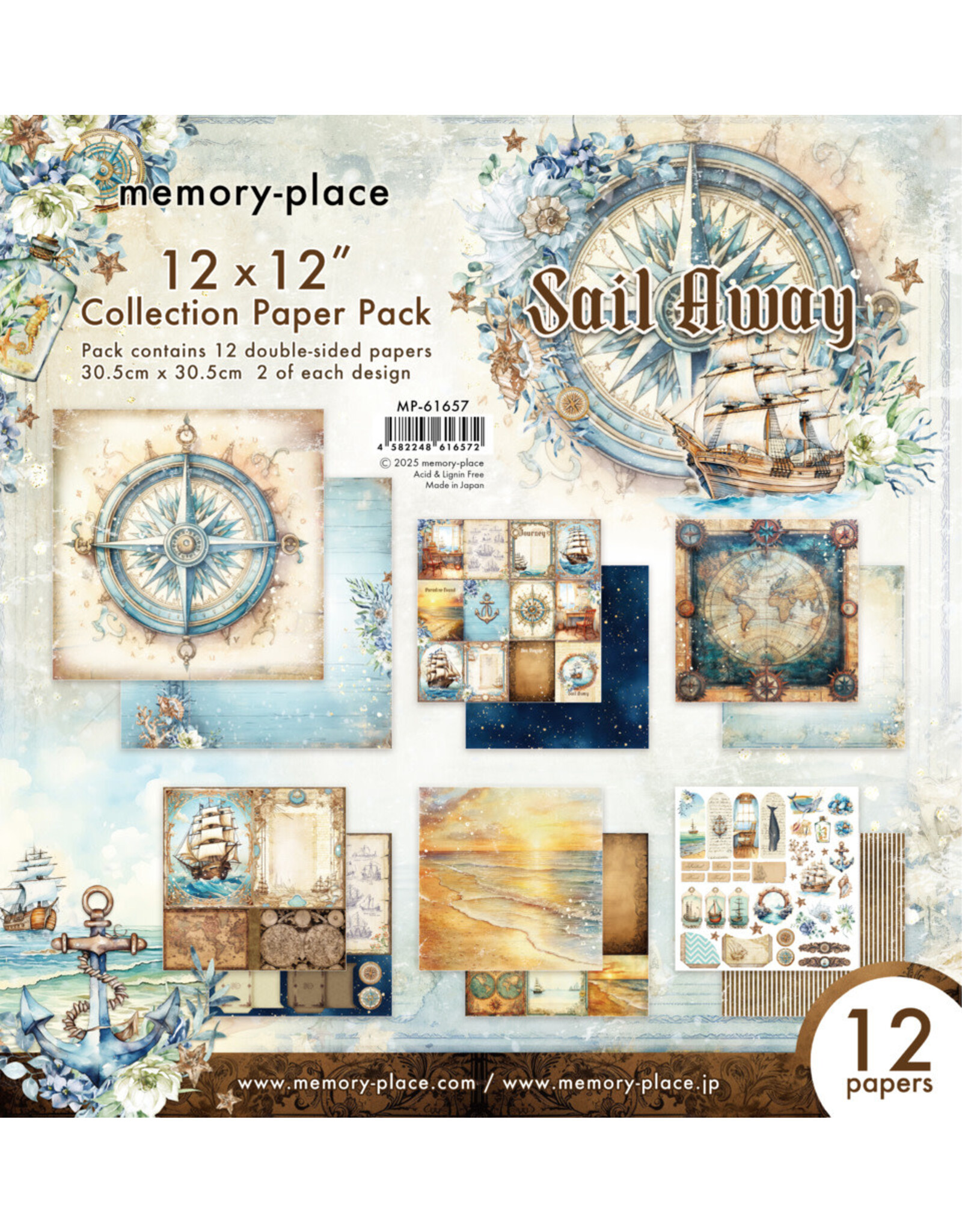MEMORY-PLACE MEMORY-PLACE SAIL AWAY 12x12 COLLECTION PACK 12 SHEETS