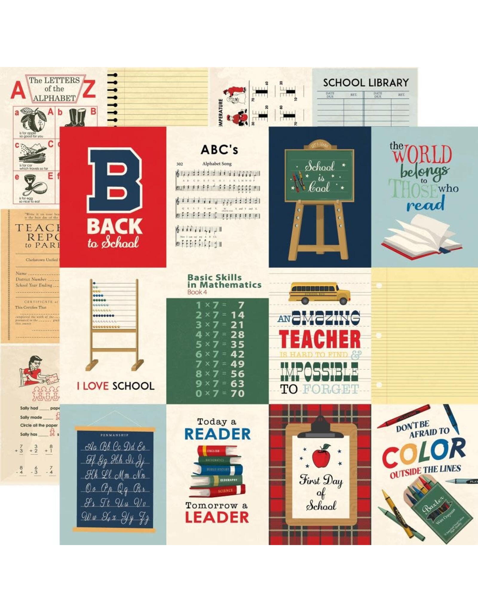 CARTA BELLA CARTA BELLA BACK TO SCHOOL 3x4 JOURNALING CARDS 12x12 CARDSTOCK