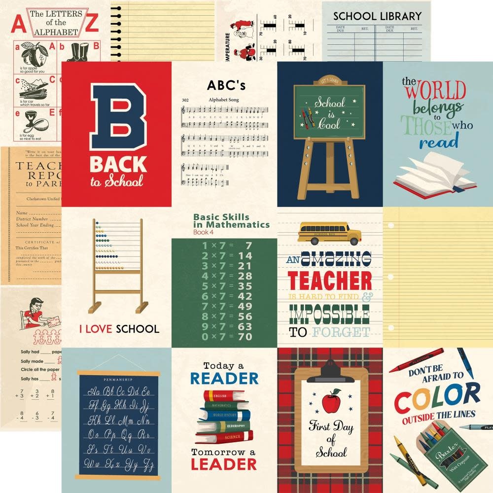 CARTA BELLA CARTA BELLA BACK TO SCHOOL 3x4 JOURNALING CARDS 12x12 CARDSTOCK