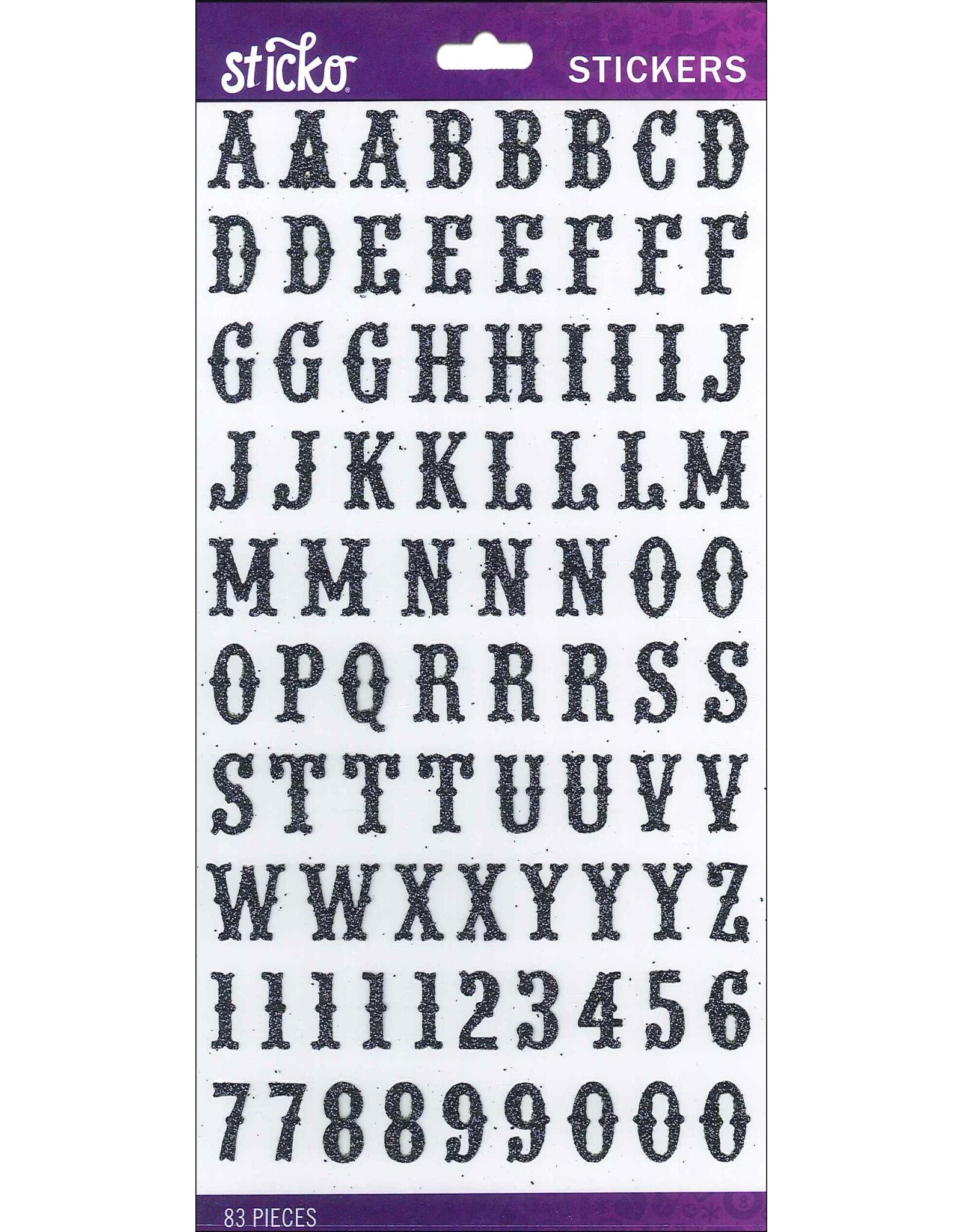 AMERICAN CRAFTS AMERICAN CRAFTS STICKO CARNIVAL BLACK GLITTER SMALL ALPHABET STICKERS