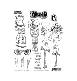 RANGER DYLUSIONS DINKY DOLLS SET #2 8.5x7 CLING STAMP SET