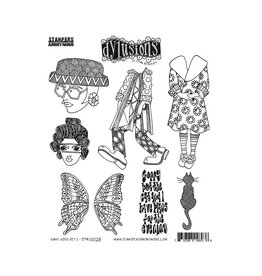 RANGER DYLUSIONS DINKY DOLLS SET #1 8.5x7 CLING STAMP SET