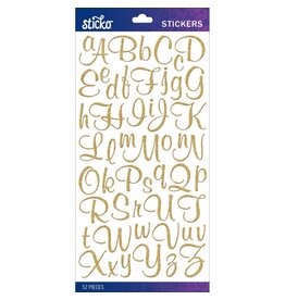 AMERICAN CRAFTS AMERICAN CRAFTS STICKO MURAL SCRIPT SMALL GOLD GLITTER ALPHABET STICKERS