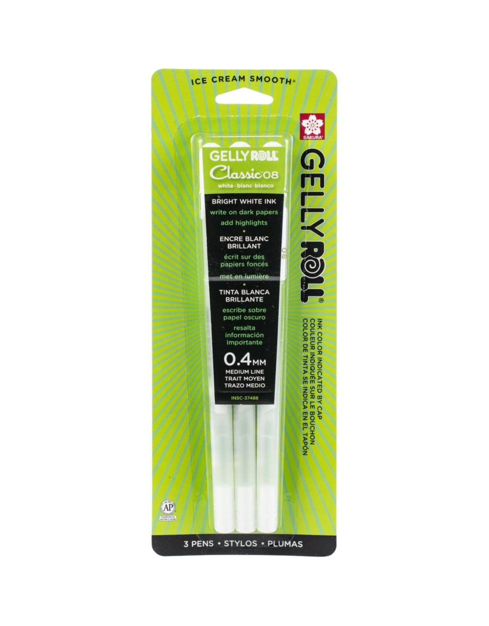 SAKURA SAKURA GELLY ROLL CLASSIC MEDIUM POINT PENS WHITE 3/PK