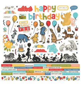SIMPLE STORIES SIMPLE STORIES SAY CHEESE CLASSIC POOH BIRTHDAY 12x12 CARDSTOCK STICKERS