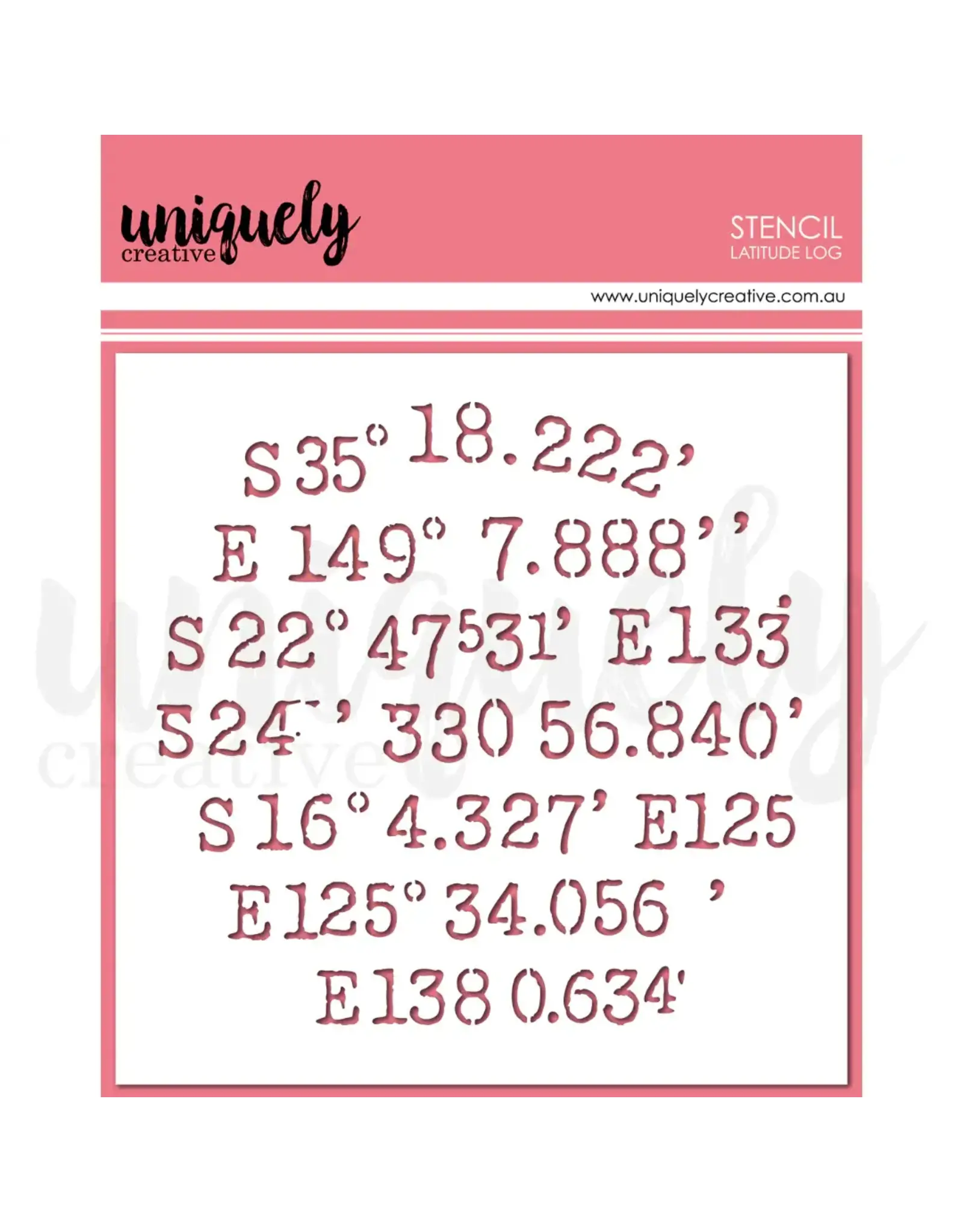 UNIQUELY CREATIVE UNIQUELY CREATIVE LATITUDE LOG STENCIL