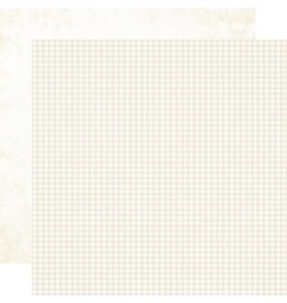 SIMPLE STORIES SIMPLE STORIES SIMPLE VINTAGE AUTUMN BREEZE PEARL GINGHAM 12x12 CARDSTOCK